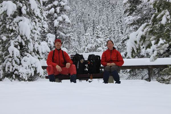 Magda en Fred - 2009: Lunch in een besneeuwd Jasper NP Canada