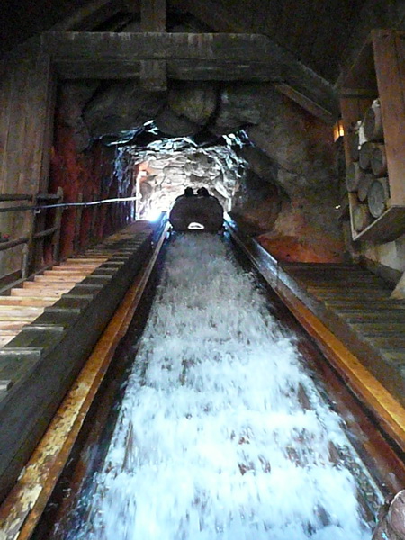 Splash Mountain - met broer Konijn
Het naar boven takelen