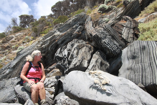Magda december 2015 - Ravine des Casoars (Kangaroo Island, Zuid Australie, Australie)
Bij de mooie Zebra rocks op de Harvey’s Return Hike vanaf de camping