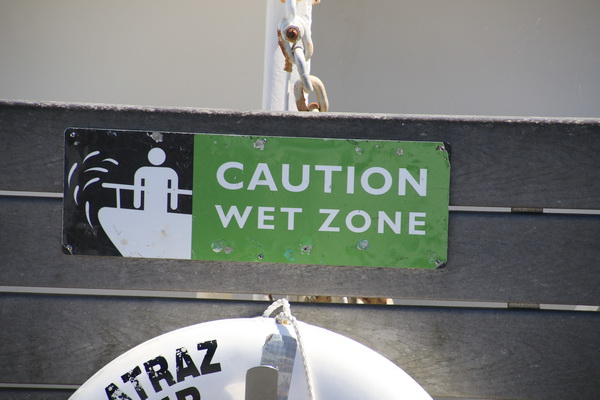 Waarschuwing: natte zone
Ferry naar Alcatraz