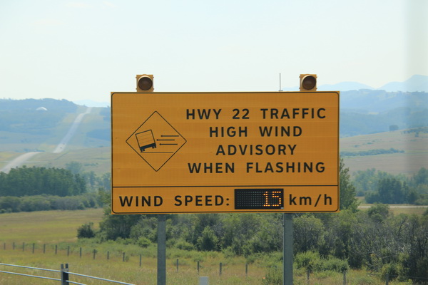 Gevaarlijke windstoten, actuele windsnelheid 15km/u