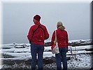 Magda en Fred februari 2014 Vancouver Island (British Columbia, Canada) 
Sneeuw op het strand bij Qualicum Beach