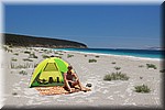 Fred december 2015 - Lashmar CP (Kangaroo Island, Zuid Australie, Australie)
Met ons tentje op het strand