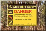 Gevaar - Zoutwater krokodillen in omgeving