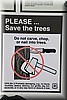 Niet in bomen snijden, hakken of iets vastspijkeren