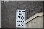 Maximum snelheid 70 ml/110 km - minimum 45 ml/70 km
