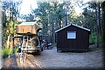 Ons nachtje naast een hut in het bos in de buurt van Walpole.
Konden 's avonds goed zitten in de hut, we waren er alleen.